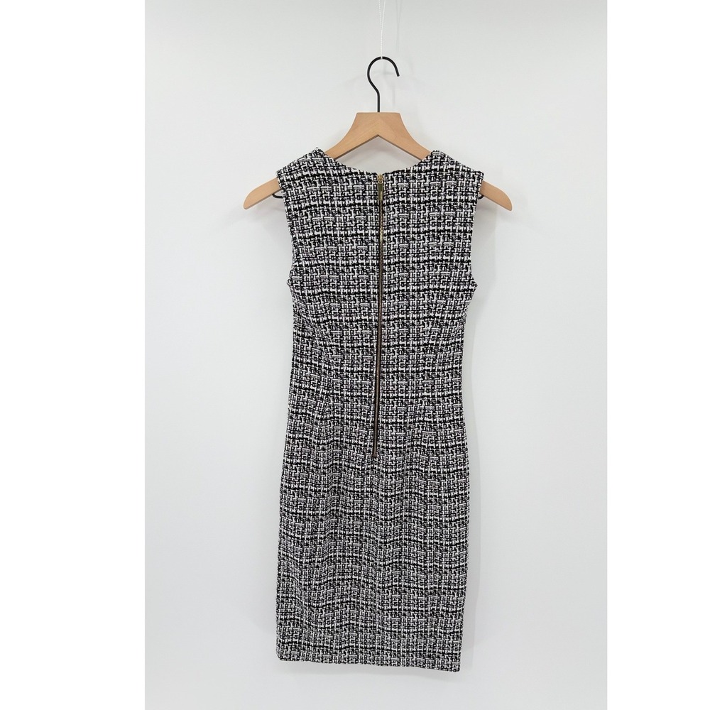 Calvin Klein 0 Sheath Dress Black and White Tweed Professional Dark Academia - Picture 3 of 5